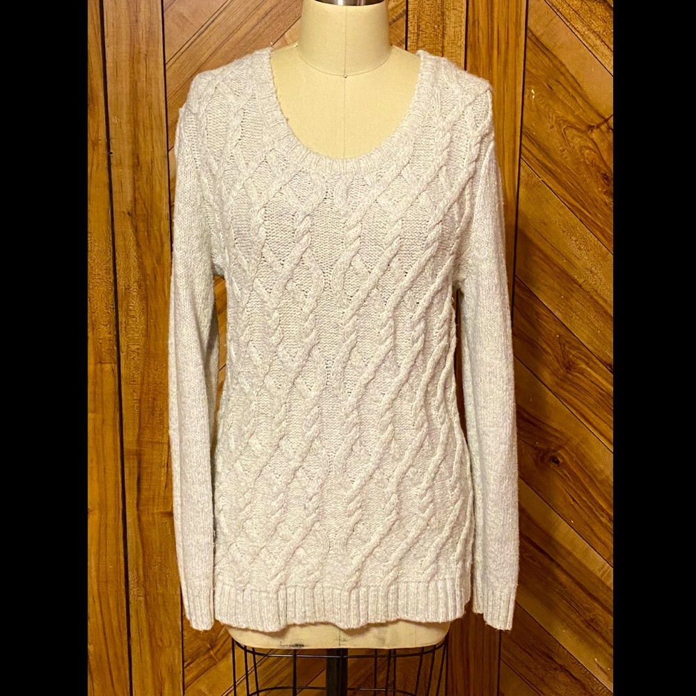 Tommy Hilfiger Cream Cozy Cable Knit Sweater L